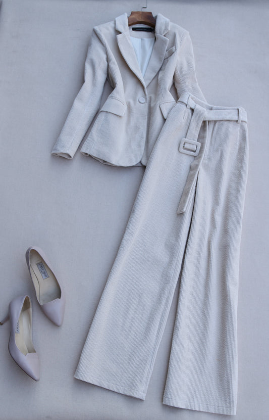 Traje de Dos Piezas Coreano con Pantalón Ancho y Solapa de Botón Único - Otoño e Invierno - Image 2