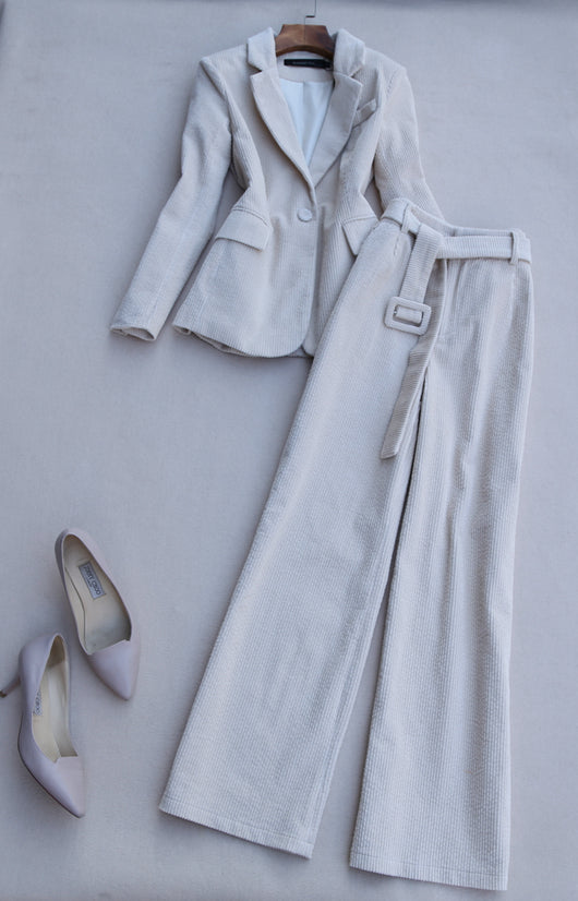 Traje de Dos Piezas Coreano con Pantalón Ancho y Solapa de Botón Único - Otoño e Invierno - Image 2