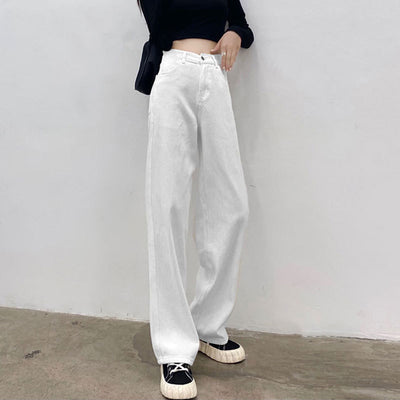 Jeans Rectos de Cintura Alta Holgados de Pierna Ancha para Mujer - Image 8