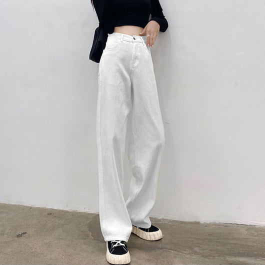 Jeans Rectos de Cintura Alta Holgados de Pierna Ancha para Mujer - Image 8
