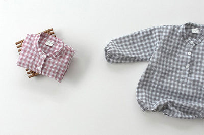 Mameluco Bebé Estilo Western con Cuadros y Manga Larga - Image 3