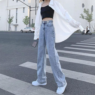 Jeans Rectos Azul Claro para Mujer - Corte Holgado y Moderno - Image 14
