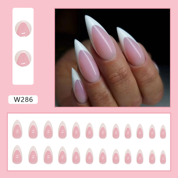 Uñas Postizas Francesas Blancas Almendra - Diseño Elegante Listo para Usar