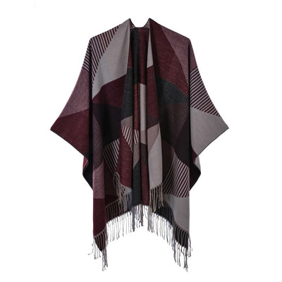 Chal Retro Grueso y Cálido con Textura Jacquard - Estilo Vintage Elegante - Image 22