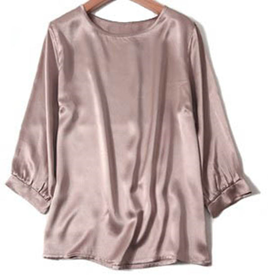 Camisa de Seda de Gusano de Seda con Perla Brillante y Satén - Image 8