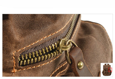 Mochila de Viaje y Montaña en Lona Encerada con Cuero - Image 8