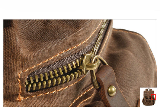Mochila de Viaje y Montaña en Lona Encerada con Cuero - Image 8