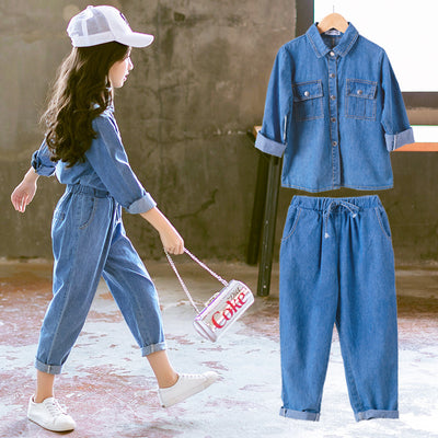 Conjunto Vaquero de Dos Piezas para Niños y Adolescentes - Primavera y Otoño - Image 5