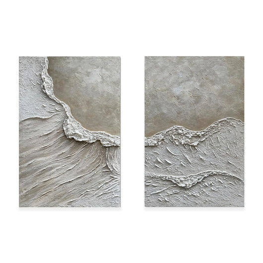 Cuadro de Arte Texturizado en Arena Blanca - Pintura Acrílica Hecha a Mano para Decoración del Hogar