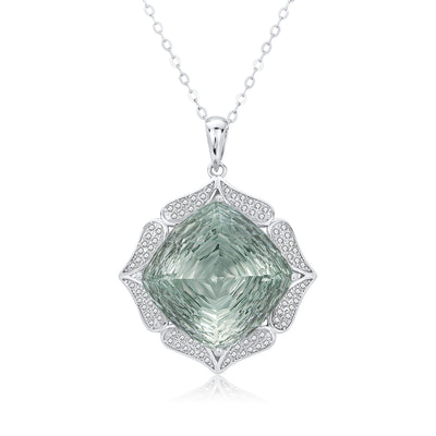 Collar de Plata 925 con Cristal Verde Natural - Diseño Europeo Lujo - Image 5