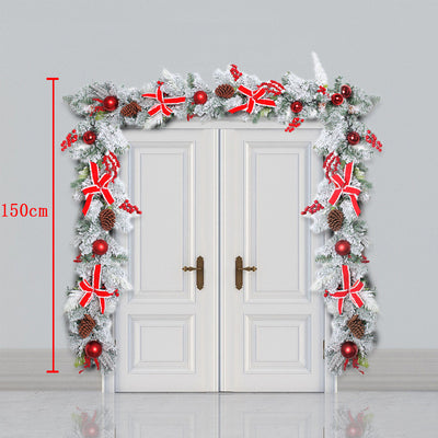 Corona Navideña Exterior con Efecto Nieve - Decoración Puerta Ratán Flocking - Image 12