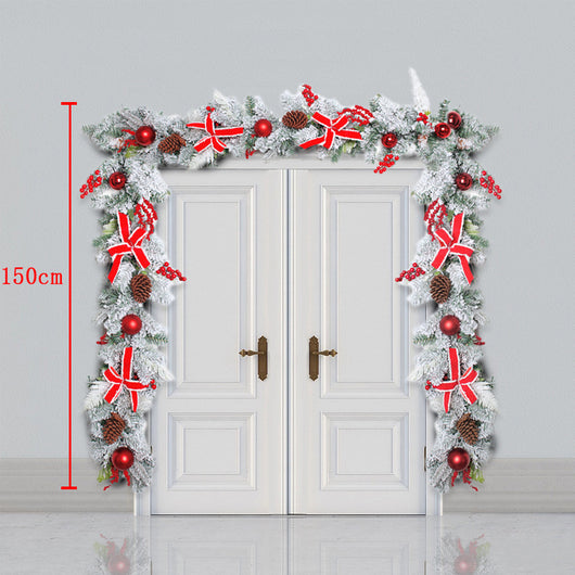 Corona Navideña Exterior con Efecto Nieve - Decoración Puerta Ratán Flocking - Image 12