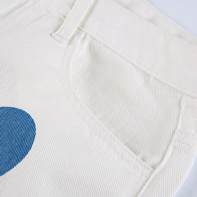 Pantalón Denim Talle Alto Recto con Estampado de Corazones - Image 29