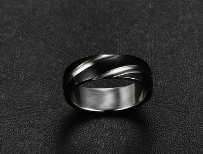 Anillo de Acero de Titanio Negro para Hombre con Diseño Twill - Image 12