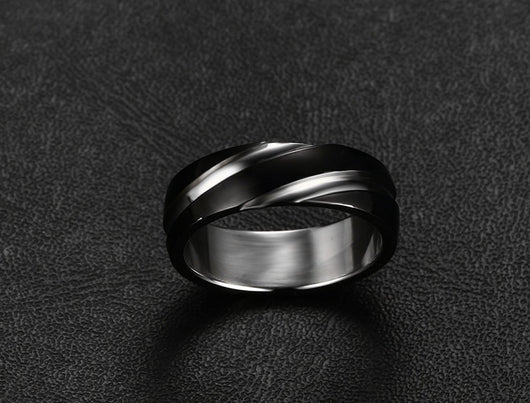 Anillo de Acero de Titanio Negro para Hombre con Diseño Twill - Image 12