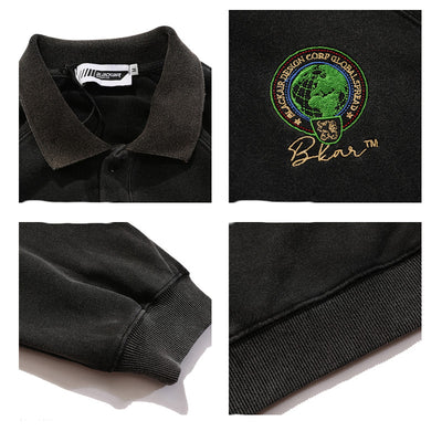 Suéter Suelto con Cuello Solapa y Bordado Artesanal - Image 3