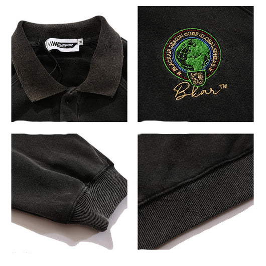 Suéter Suelto con Cuello Solapa y Bordado Artesanal - Image 3