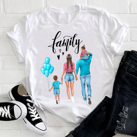Playera Blanca Estampada para Familia - Conjunto de Cuatro Personas - Image 5