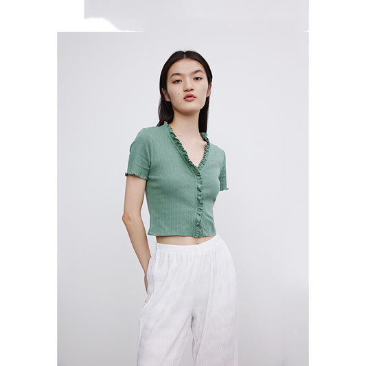 Blusa Suelta de Encaje para Mujer - Manga Corta Ligera y Fresca