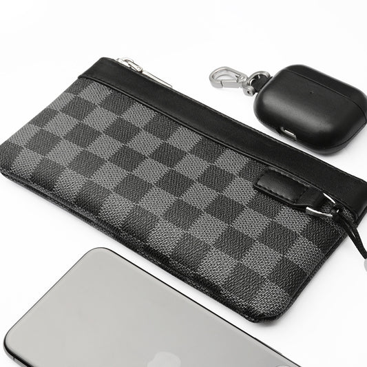Billetera Clutch de Cuero Premium con Patrón Escocés - Image 2
