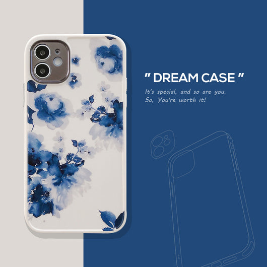Funda Protectora para Apple con Diseño Flores Azules y Lente Blindado - Image 9