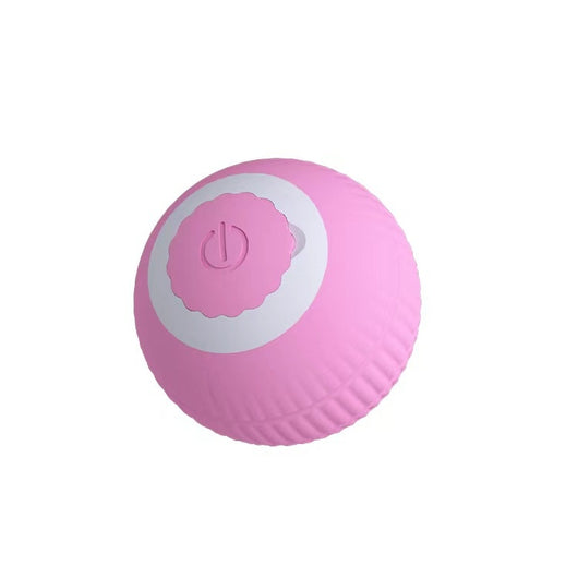 Pink gravity rolling cat teasing ball with a power button, designed to entertain and engage cats. - Image 4