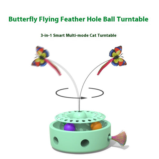 Juguete Interactivo 3 en 1 para Gatos con Plataforma Giratoria, Mariposas y Plumas - Image 6