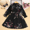 Vestido Niña Manga Larga Flores Retro Plisado