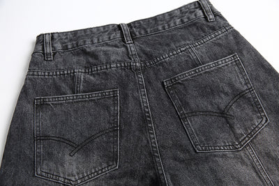Shorts Camisa de Negocios Patchwork Denim Retro para Hombre - Image 17