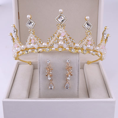 Juego de Corona y Aretes Nupcial Estilo Coreano - Image 26