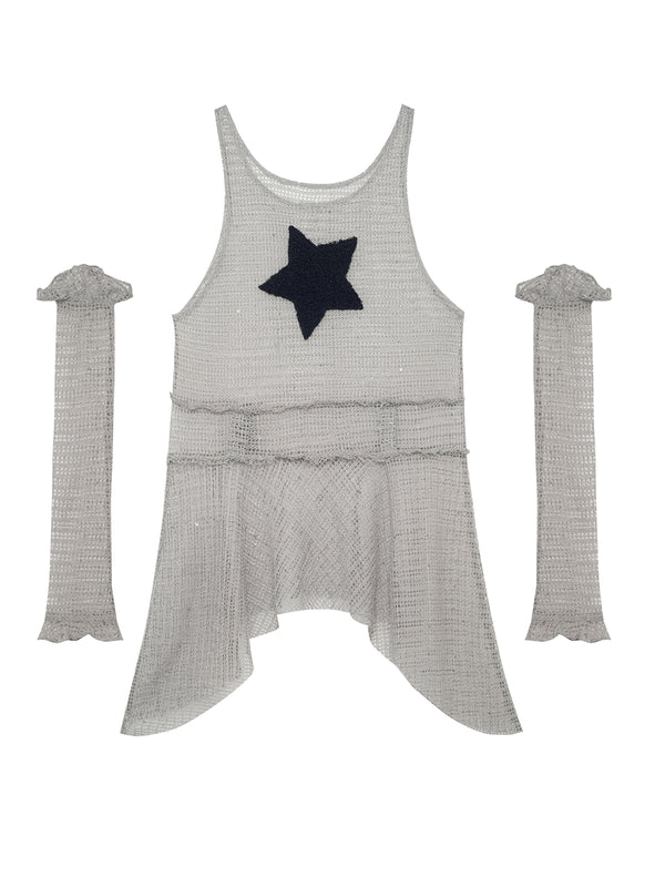Vestido Tank Top Mesh Spicy Girl con Detalle de Estrella