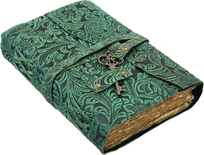 Cuaderno Vintage de Cuero de Búfalo con Patrón Floral en Relieve - Image 6