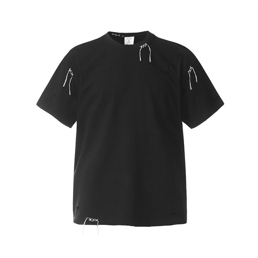 Playera Distressed de Manga Corta para Hombre - Estilo Personalidad
