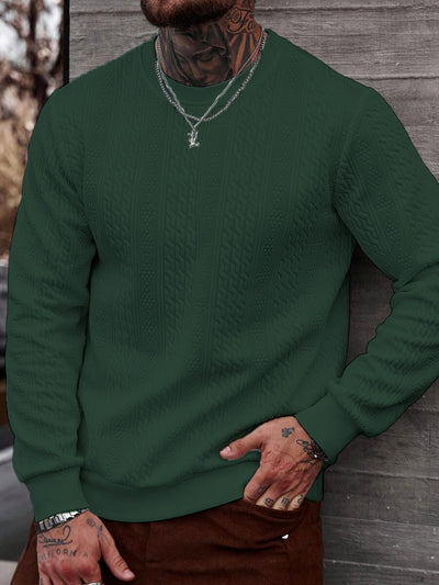 Playera Casual Holgada para Hombre con Cuello Redondo y Textura Jacquard - Image 8