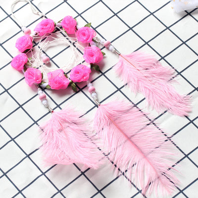 Atrapasueños con Plumas de Avestruz Rosa - Carillón Decorativo para Habitación - Image 4