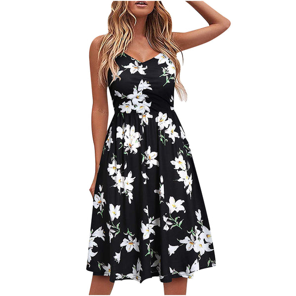 Vestido Halter Estampado en Colores Sólidos