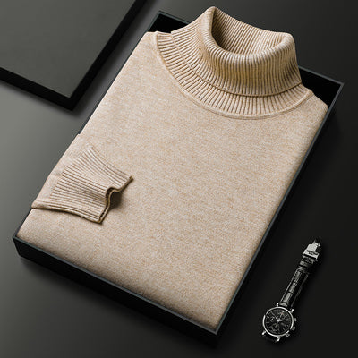 Suéter Cuello Alto Slim Fit para Hombre - Pullover Básico de Color Sólido - Image 2