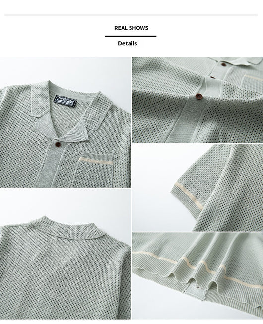 Polo Cubano de Manga Corta en Punto para Hombre - Estilo Verano - Image 24