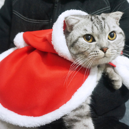 Capa Navideña para Mascotas - Disfraz Festivo para Gatos y Perros Pequeños