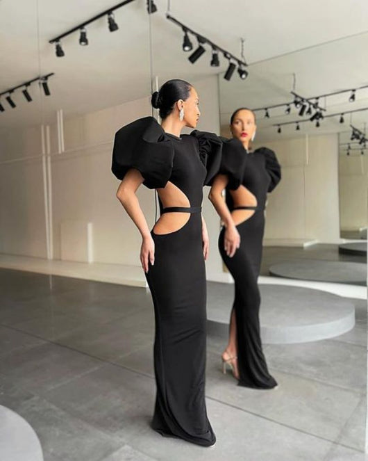 Vestido de Noche Elegante con Mangas Globo y Cintura Envuelta - Image 13