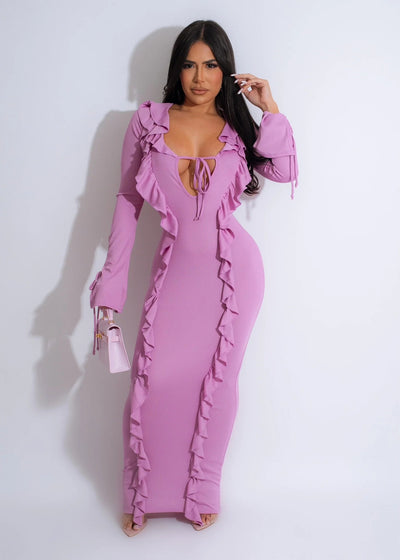 Vestido Liso Anudado con Dobladillo Selvaje - Image 3