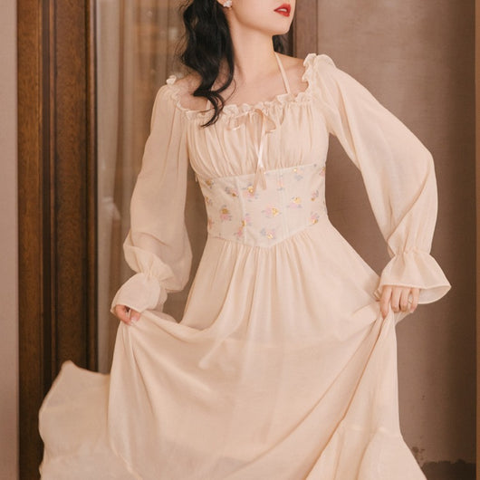 Vestido Largo de Manga Larga Diseño Retro Francés - Image 3