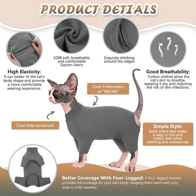 Suéter Cuello Alto para Gatos Sphynx - Ropa Térmica Suave para Gatos sin Pelo - Image 4