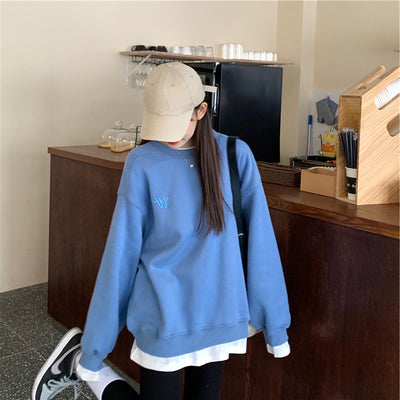 Sudadera Coreana Oversize de Dos Piezas Simuladas - Diseño Ligero Primavera - Image 2