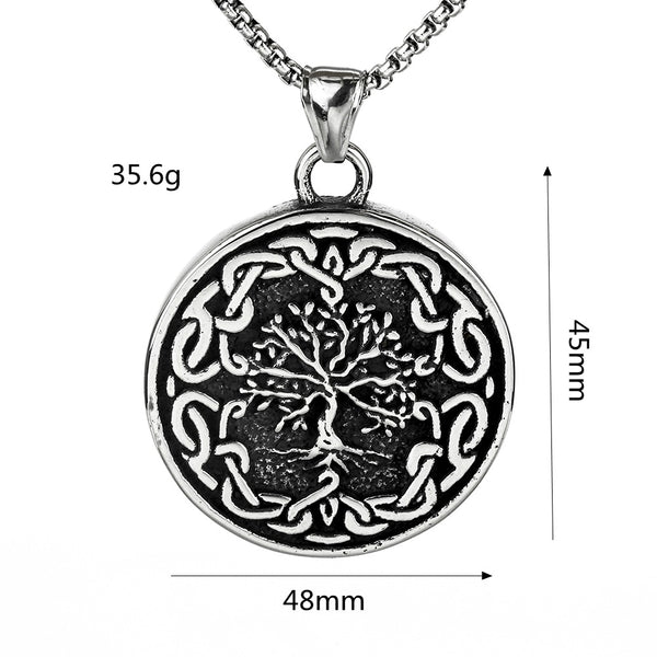 Collar Vikingo Árbol de la Vida en Acero Titanio para Hombre