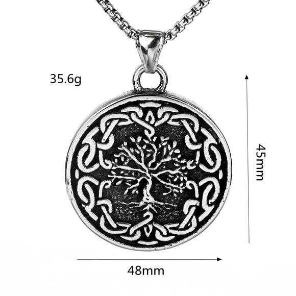 Collar Vikingo Árbol de la Vida en Acero Titanio para Hombre