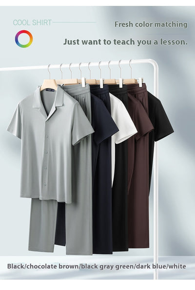 Conjunto Casual de Seda de Hielo para Hombre - Image 9