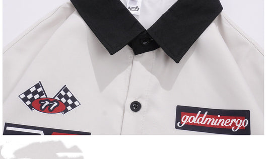 Camisa Casual Americana con Contraste de Manga Corta para Hombre - Image 13