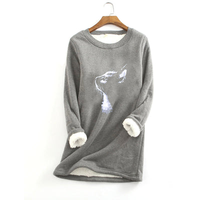 Sudadera Estampada con Pelaje para Mujer - Diseño Gato - Image 9