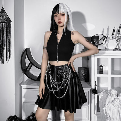 Falda de Cuero PU Plisada con Cadenas Punk - Image 14